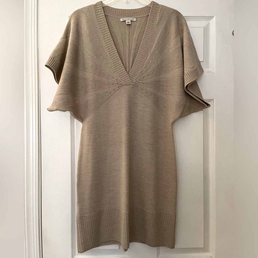 Banana Republic fitted wool tan sweater dress